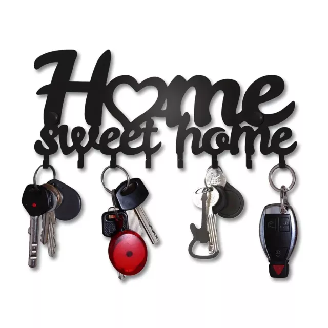 Key Rack For Wall, Black Key Holder For Wall Decorative, Metal Wall Decor