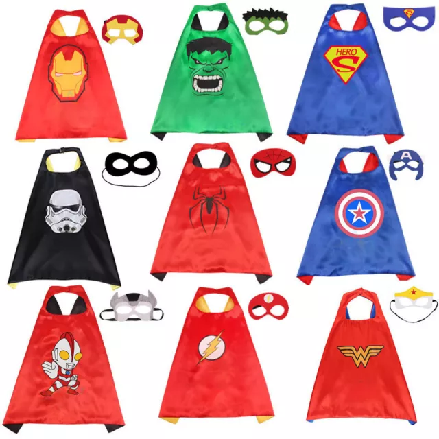 Kids Boy Superhero Cape And Mask Dress UP Theme Party Fancy Capes Hero Costume