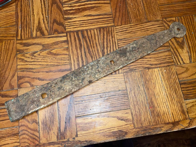Antique Hand Forged ~21.5" Single Strap Hinge Architectural Barn Door Hardware 6