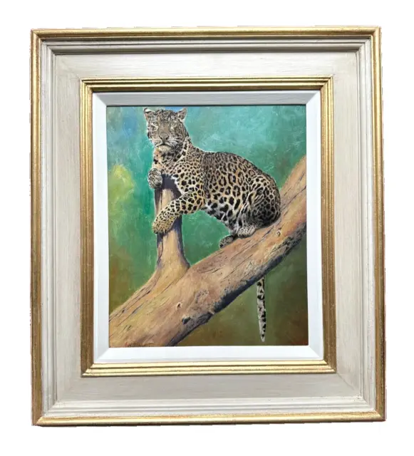 VINTAGE LEOPARD FRAMED painting 24 Signed Phil Prentice Print On Board Cat  £31.11 - PicClick UK