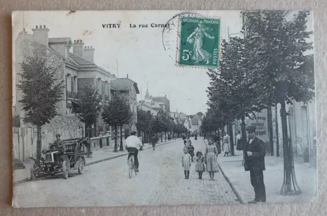 Cpa - Vitry Sur Seine - La Rue Carnot *