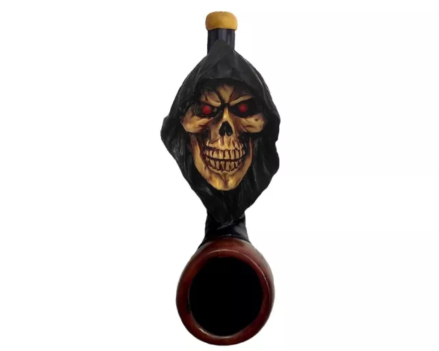 Evil Grim Reaper Red Eyed Death Skull Handmade Tobacco Smoking Mini Hand Pipe