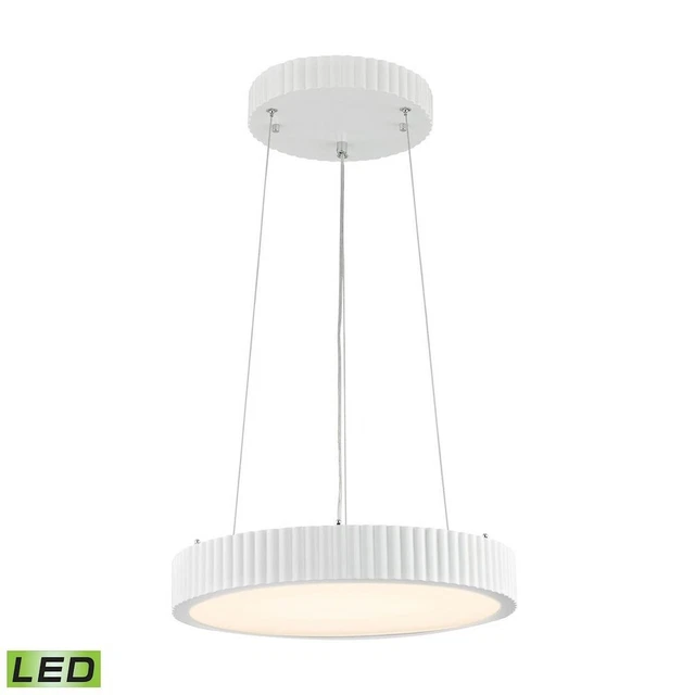 16-Inch 24W 120 Led Pendant In Matte White Finish With Opal White Glass -