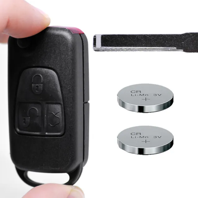 Klapp Schlüssel Gehäuse Fernbedienung 3 Tasten für Mercedes Benz HU44 + Batterie