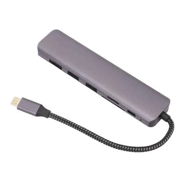 USB C Hub 7 In 1 4K 1Gbps Ethernet 100W PD 2 USB3.0 Port USB To HD Multimedi