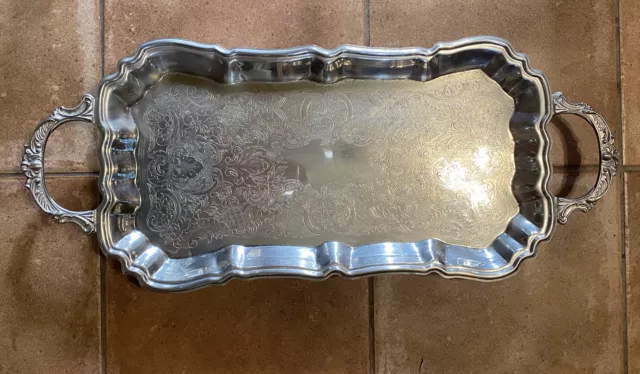 Silver Tray, Leonard Silver Butler’s Tray, Vintage Tray