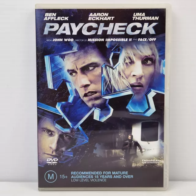 Paycheck DVD Movie 2003 John Woo Ben Affleck Uma Thurman Sci-fi Action Reg 2,4