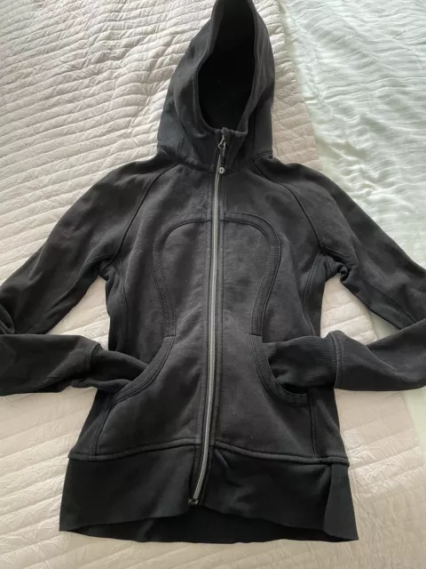 BLACK LULULEMON SCUBA hoodie Jacket Size Uk 10 Us 6 Thumbhole