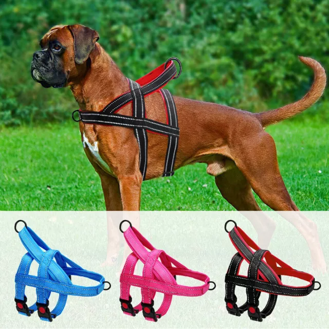 Reflective No Pull Dog Harness Soft Padded Adjustable Nylon Pet Vest with Handle