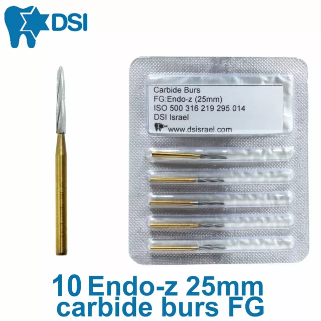 10x DSI Dental Endodontic Endo-Z Zekrya FG Hartmetallschneider brennsichere Endspitze 25 mm