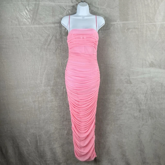 HOUSE OF CB Fornarina Maxi Dress Womens Baby Blue Sparkle Ruched Mesh Size  L 25.00 - PicClick UK