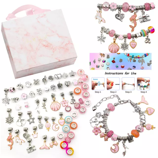 HK485 Bracelet Making Beads DIY Kit Jewellery Charm Pendant Craft Set GIRLS GIFT