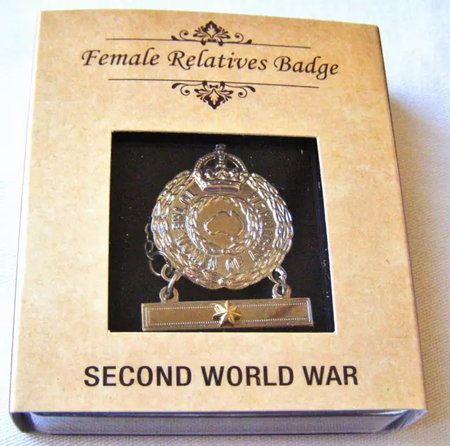WWII  To Women of Australia - Female Relatives Badge - Presented in Perspex Case