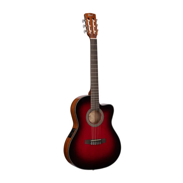 Cort JADE E NYLON - Guitare électro-classique série Jade - Burgundy red burst (