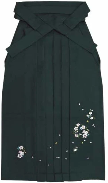 Japanese Women's Kimono Embroidery HAKAMA Skirt Dark Green F/S w/Tracking# Japan