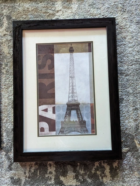 Paris Decorations 3 Piece Lot. Framed Picture 23.5"X 17.5" Two Wooden 18.5x6.5" 2