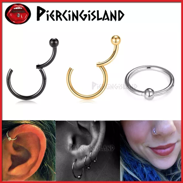 Titanium Nose Lip Ear Septum Segment Bead Ball Clicker Ring Hoop Earring Sleeper