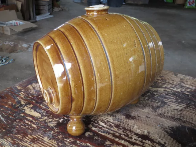 Ancien vinaigrier terre vernissée tonneau poterie ancienne french antique potery