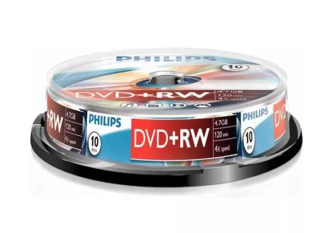 Support de stockage 4x Philips - Spindle - 10 DVD+RW 4.7 Go 4x - 908210002436...