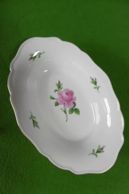 Meissen exklusive ovale Schüssel / Schale Rote Rose mit Goldrand ...........Top!