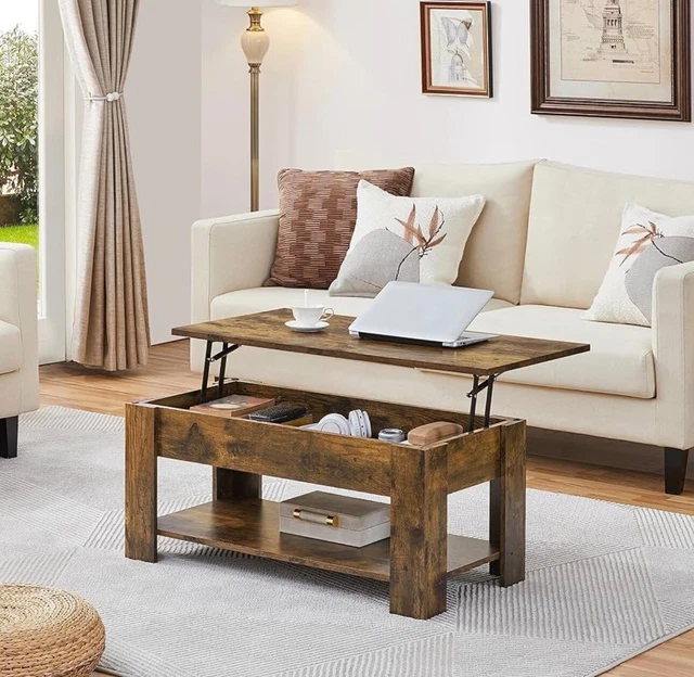 YAHEETECH LIFT TOP Coffee Table, Wood Lifting Table Tea with Storage
