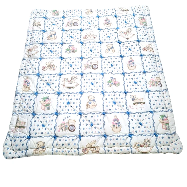 Edredón para bebé hecho a mano niño niña edredón para cuna 48""x 39"" Usado en excelente condición de colección
