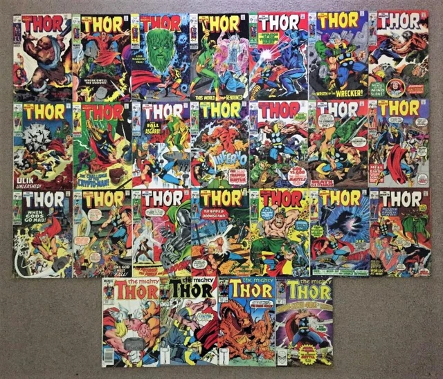The Mighty Thor  Marvel Comic Lot Of 25 Issues  Kirby  Adams ......Free Shipping