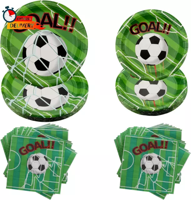 Soccer Party Supplies Serves 50, Paper Dinner Plates, Dessert Plates and Napkins