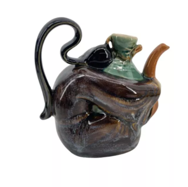 Chinese Ceramic Majolica Sleeping Li Bai Saki Wine or Tea Pot | Vintage 3