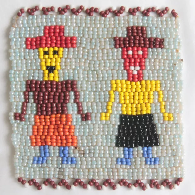 Native American Look Beaded Picture / Mat / Coaster / Man Woman Person + Partner 2