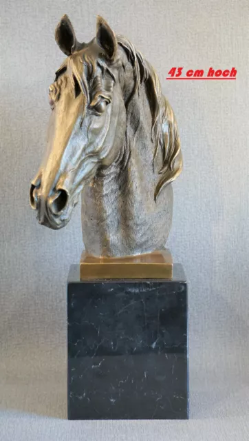 Große Pferdebüste aus Bronze - Pferd - Figur - Statue - Reiten - Kunstobjekt Neu