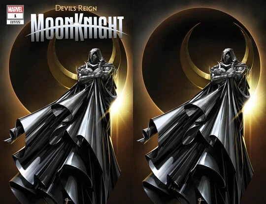Devil's Reign: Moon Knight #1 Clayton Crain Trade & Virgin Variant Covers Set Nm