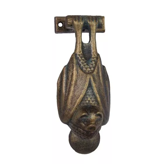 9934010 Heurtoir de Porte Chauve-Souris Fer Rustique Bronzé 10x18cm