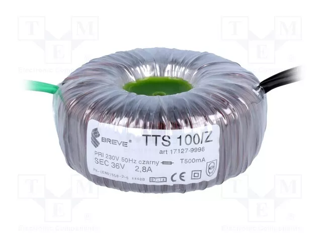 1 piece, Transformer: toroidal TTS100/Z230/36V /E2UK