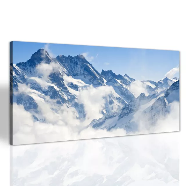 Alpen Berg Landschaft Wohnzimmer Leinwand Wandbilder Canvas Deko 140x70