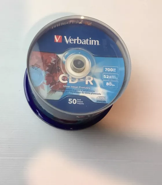 Verbatim CD-R 700MB/52x/80min 50 Pack Spindle Silver InkJet Printable Recordable