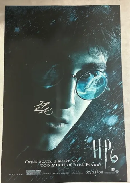 HARRY POTTER  DANIEL RADCLIFFE Hand Signed  HP 6 Fullsize  Poster + BECKETT COA