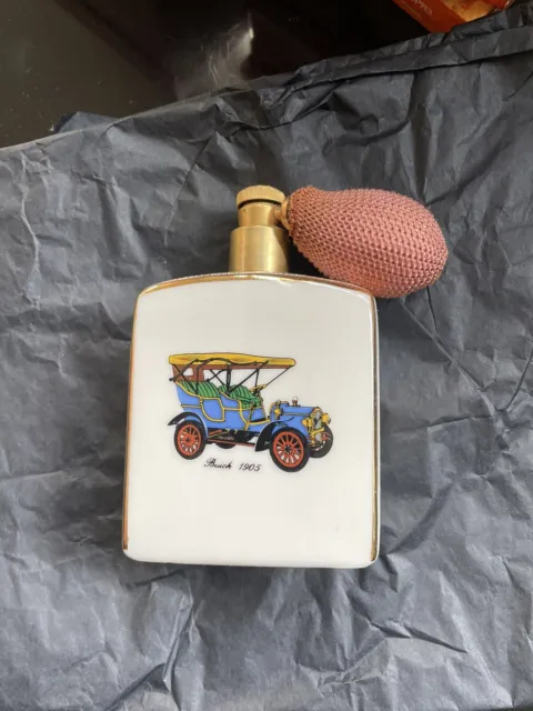Vintage Bavarian German Ceramic Perfume Atomiser Bottle. Vintage Car Picture.