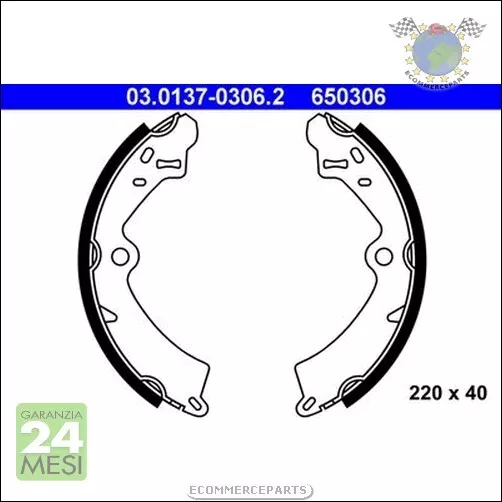 Kit ganasce freno ATE Posteriore per SUZUKI SAMURAI SJ413 SJ410