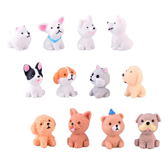 12 un. figuras en miniatura figuras de cachorros conjunto de juegos animales tablero de automóviles figuras