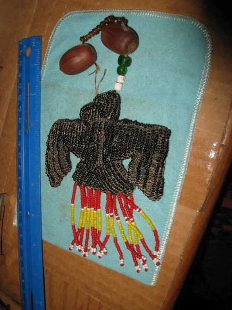 Beaded Eagle Umbilical Fetish With Pecan Rattle