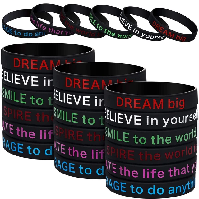 48 Pieces Silicone Bracelets Inspirational Silicone Wristbands (Assorted Color)