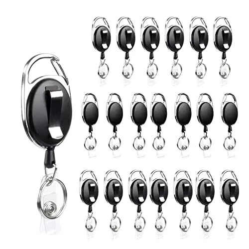 Lot de 10 porte-clés rétractables avec mousqueton et clip de ceinture avec co...