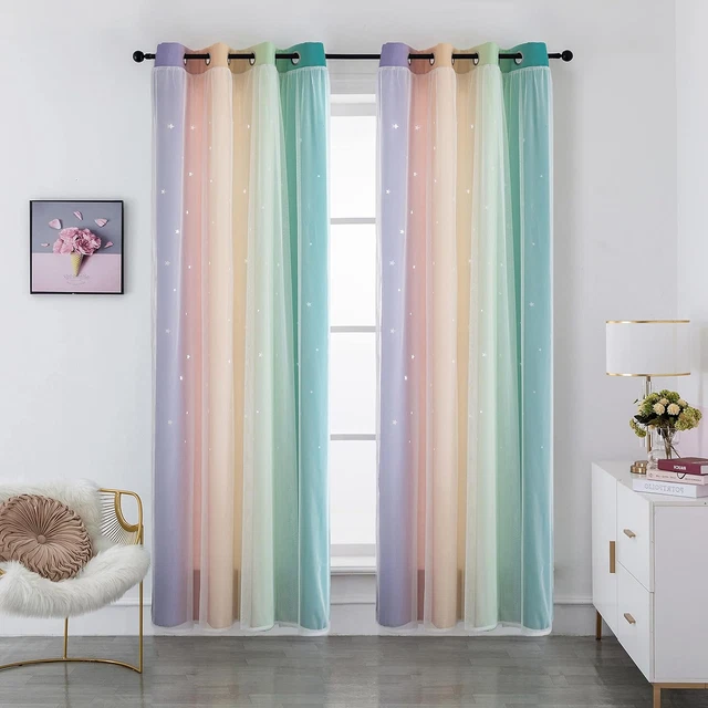 Coppia Tende Oscuranti Con Stelle Argentate - Verde 140x290 Cm Con Occhielli - Foto 9