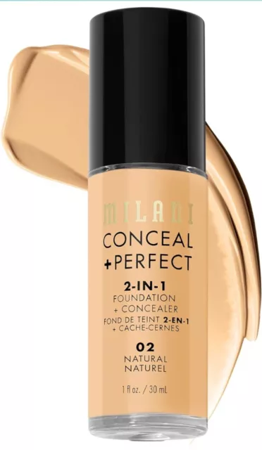 Milani Conceal + Base Perfecta 2 en 1 + Corrector - Natural (1 Fl. Oz.)