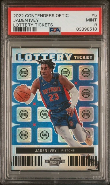 2022-23 Panini Contenders Optic Jaden Ivey Silver Prizm Lottery Ticket RC PSA 9