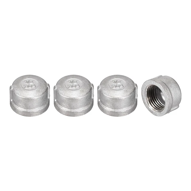 1/2'' Tuyau Capuchon PT1/2 Raccord Acier Inox Vanne Arrêt Connecteur Lot de 4pcs