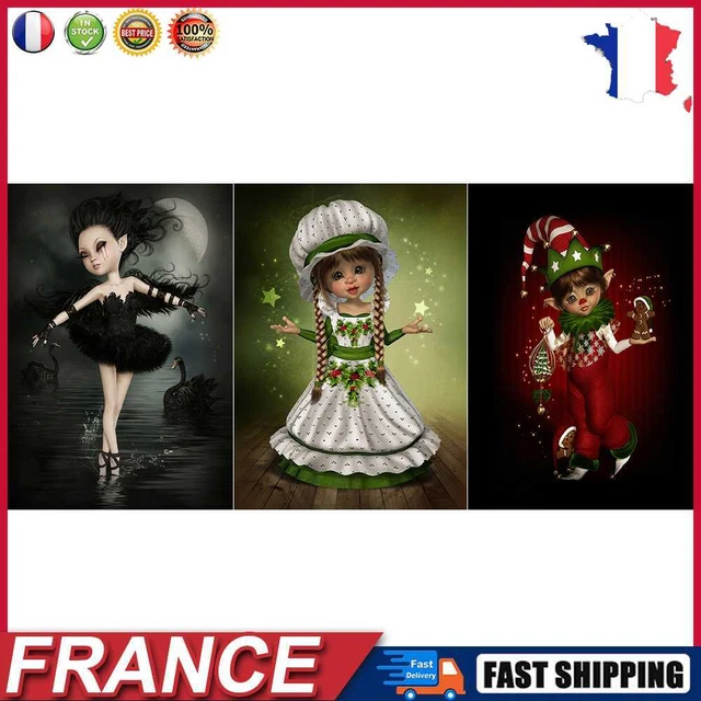 5D DIY Full Round Drill Diamond Painting Kit Big Eyes Doll Drawing Ornament fr