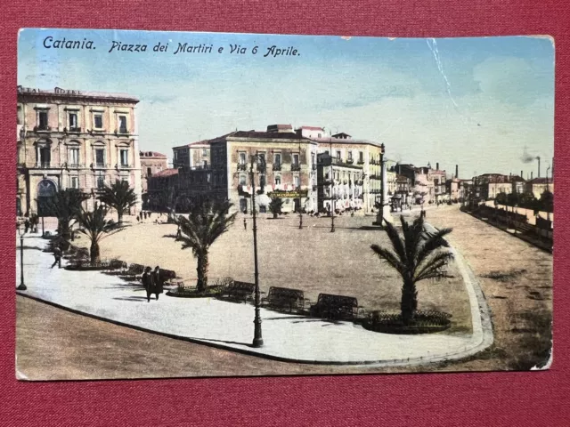 Cartolina - Catania - Piazza dei Martiri e Via 6 Aprile - 1920