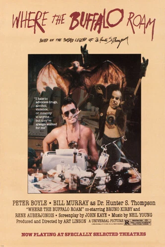 HUNTER S. thompson's WHERE THE BUFFALO ROAM movie poster MURRAY comedy 12x18